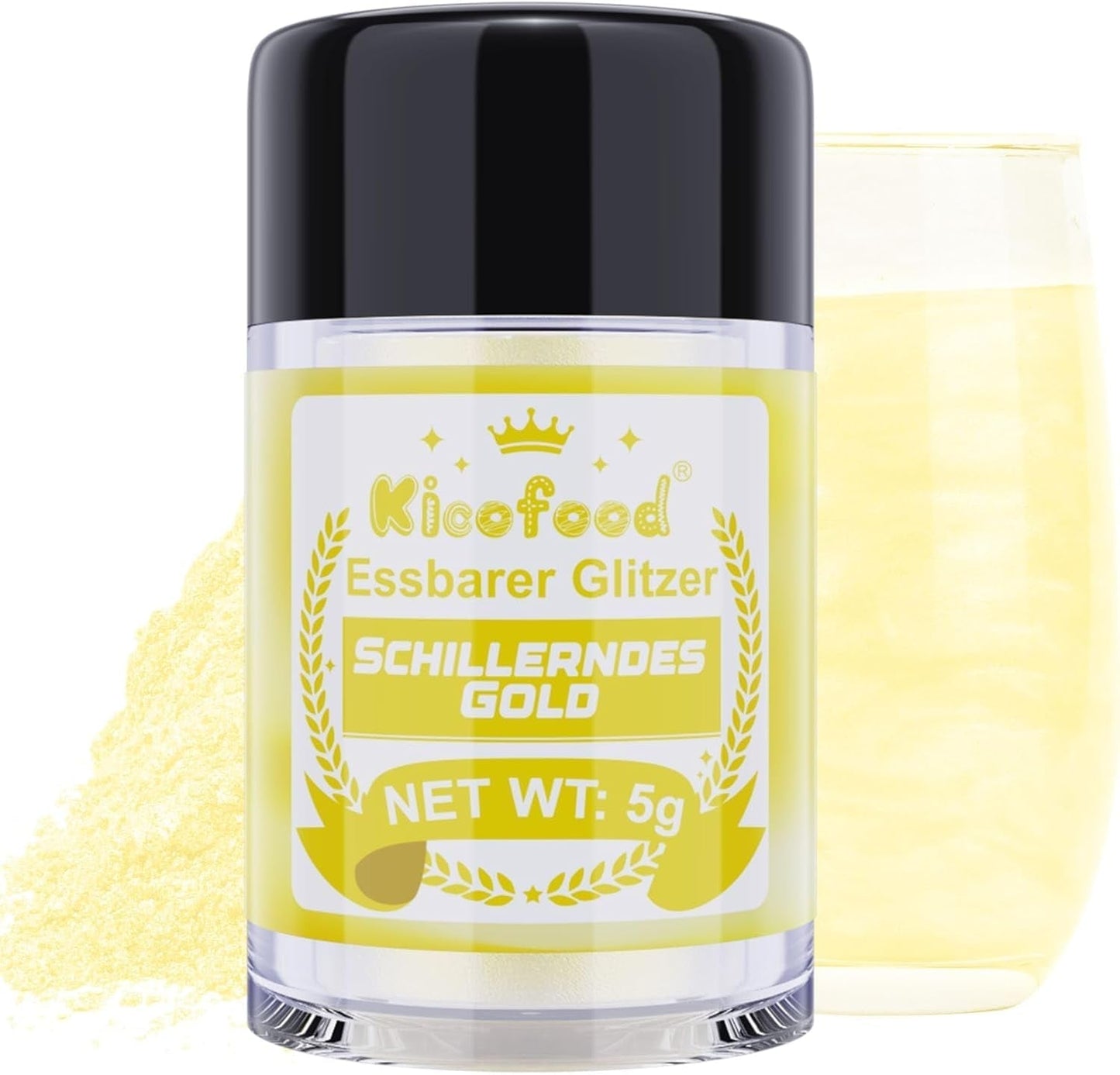 Kicofood, eetbare glitters, 5 gram, diverse kleuren Glitter Naty Shop Iriserend goud