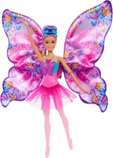 Barbie Dance And Flutter 2-in-1 transformatiepop van danseres tot vlinder met openslaande vleugels, paars haar, haarsieraden en afneembare tutu, HXJ10 Naty Shop-poppen Standaardtitel
