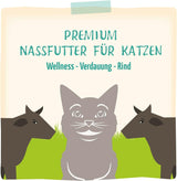 MjAMjAM - Premium natvoer voor katten - Wellness - Spijsvertering - Rund, 12 stuks (12 x 125 g), graanvrij