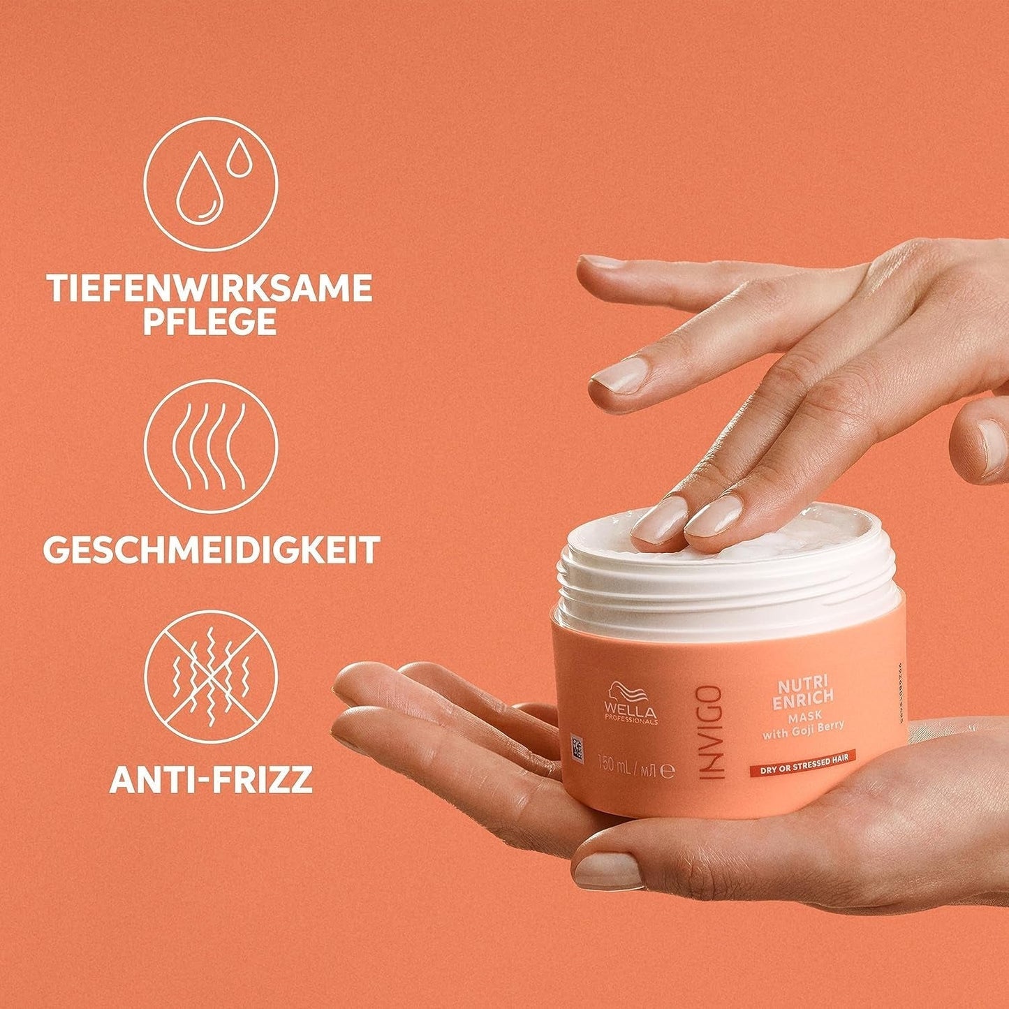 Wella Professionals Invigo Nutri Enrich - hydraterende verzorging voor beschadigd haar - conditioner, masker en conditioner met vitamine E, panthenol en amandelen - tegen kroezen en voor levendige krullen Naty Shop Haarmasker