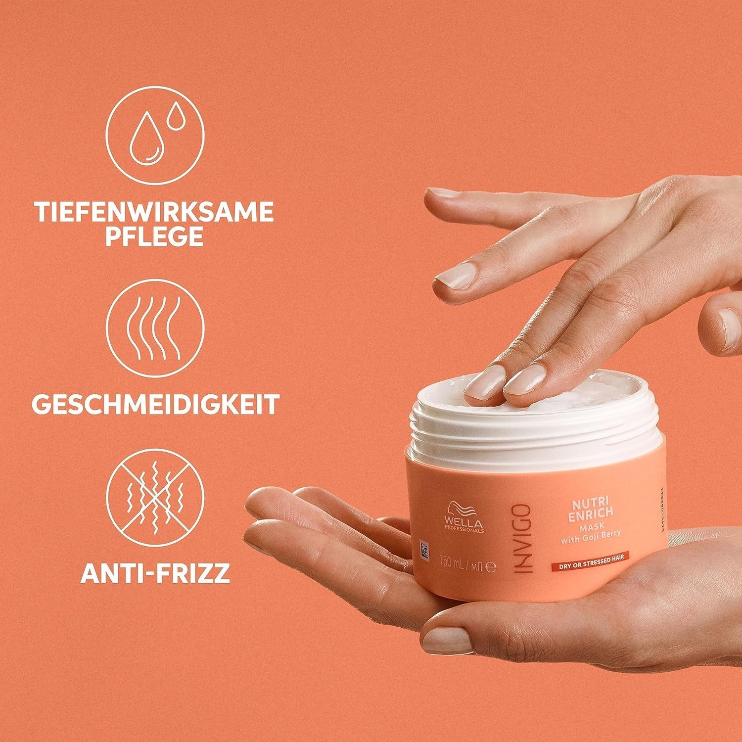 Wella Professionals Invigo Nutri Enrich - hydraterende verzorging voor beschadigd haar - conditioner, masker en conditioner met vitamine E, panthenol en amandelen - tegen kroezen en voor levendige krullen Naty Shop Haarmasker
