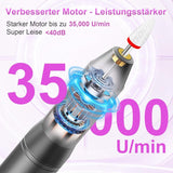 Draadloze elektrische nagelvijl - 35000 RPM voor gelnagels, 12 in 1 professionele nagel- en acrylnagelvijl, manicure- en pedicureset met 5 snelheden