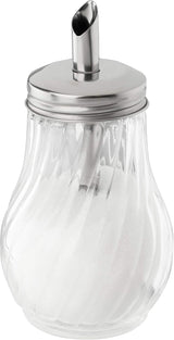 FMprofessional 280ml FLEURETTE suikerdispenser, glazen container, container voor eenvoudige dosering, container voor diverse gelegenheden, hoge kwaliteit container (kleur: zilver), hoeveelheid: 1 stuk