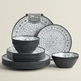 24-delige melamine campingbestekset voor 8 personen - Melamine borden- en bestekset, perfect voor campers, tuinfeesten en terrasfeesten