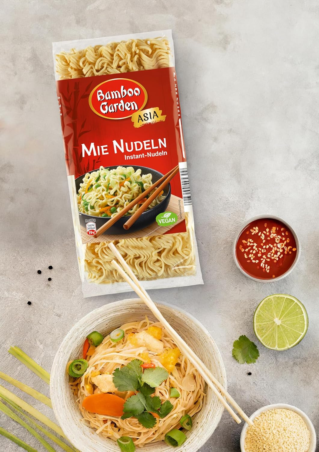 Bamboo Garden - Mie Noedels | Instantnoedels voor de Aziatische keuken | Ideaal voor wokgerechten of soepen Veganisten | Zak van 250 gram