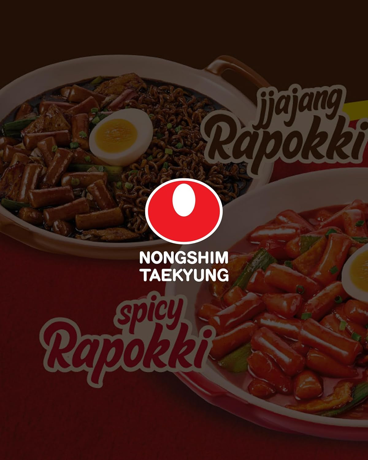 NONGSHIM Rapokki (Jjajang, 400 ml) – authentiek Koreaans straatvoedsel, ramen en rijstwafels, zwarte bonen; snel en eenvoudig te bereiden, klaar in 4 minuten