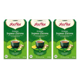 Yogi Tea - Groene thee met gember en citroen, biologische ayurvedische thee met specerijen en kruiden, mix van groene thee, gember en citroen, Yogi Tea 3-pack, 3X17 theezakjes (in totaal 51 theezakjes), ideaal als cadeau
