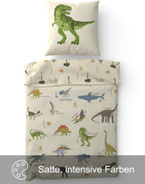 Skybrands Dino Bedtuene 135X200 Jungen Bedtuene Dinosaurier Baumwolle 2Tlg Kinder Bedtuene Dinosaurier 135X200 + Tas Naty Shop