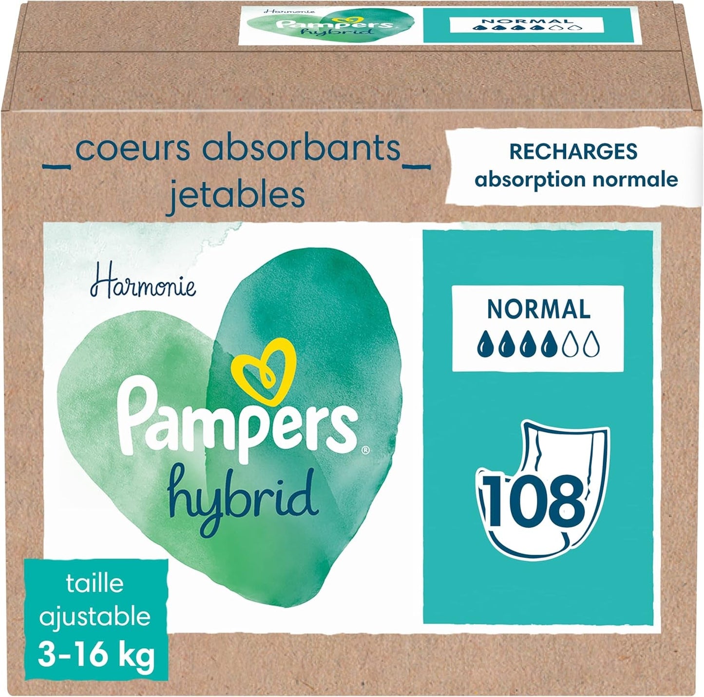 Pampers (oude versie), verpakking van 108 losse vellen absorberende middelen, standaard - 1 stuk