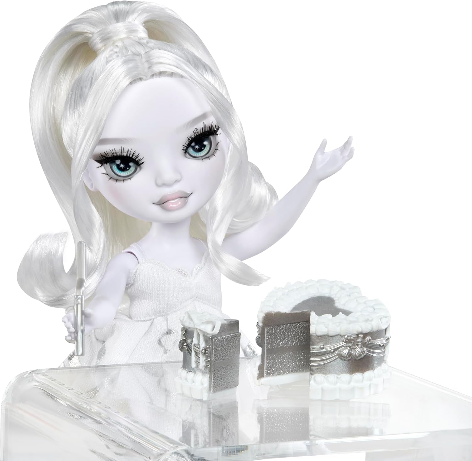 Rainbow High Shadow High Girl's Night Doll - Natasha Zima - 28 cm modepop in grijstinten, wit haar en zilveren outfit met accessoires en kam - Voor verzamelaars en kinderen vanaf 6 jaar