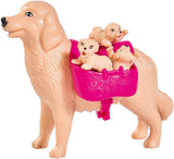 Simba 105733072 - Evi Love hondenoppas met hond en drie puppy's, accessoires, modepop, 12 cm, voor kinderen vanaf 3 jaar