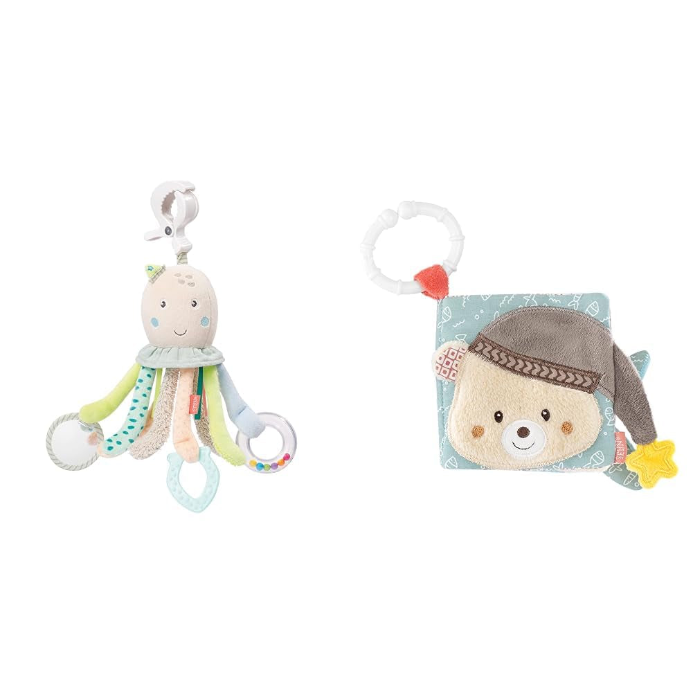 Fehn Octopus Activity Toy - Babymotoriek speelgoed voor kinderwagens en slimme starts, Oball, rammelaar met grijpballen om te wandelen, interactief babyspeelgoed Bebe Toys Naty Shop Octopus Touch Book Pack