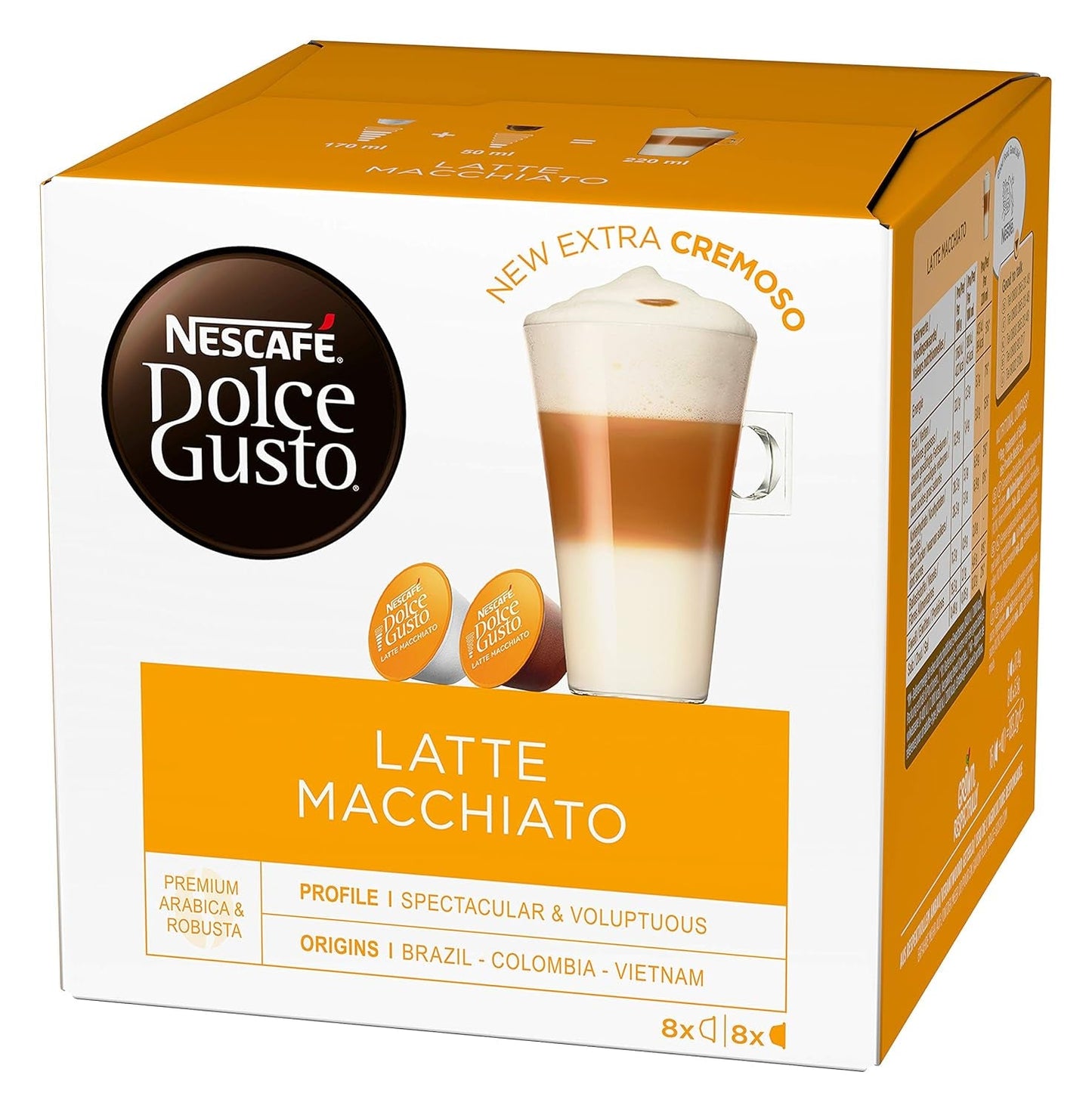 Latte Macchiato | 96 Kaffeekapsel & Latte Macchiato Karamel | 48 Kaffeekapsels | Arabica Robusta Mengsel | Feines Caramell Aroma en heerlijk zacht schuim
