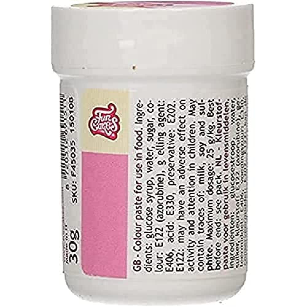 Geconcentreerde kleurstof Funcakes Paste Colour Roze; voor deeg, room, fondant, marsepein, deeg, modelleerpasta en bloemenpasta. Halal en koosjer. 30 gram