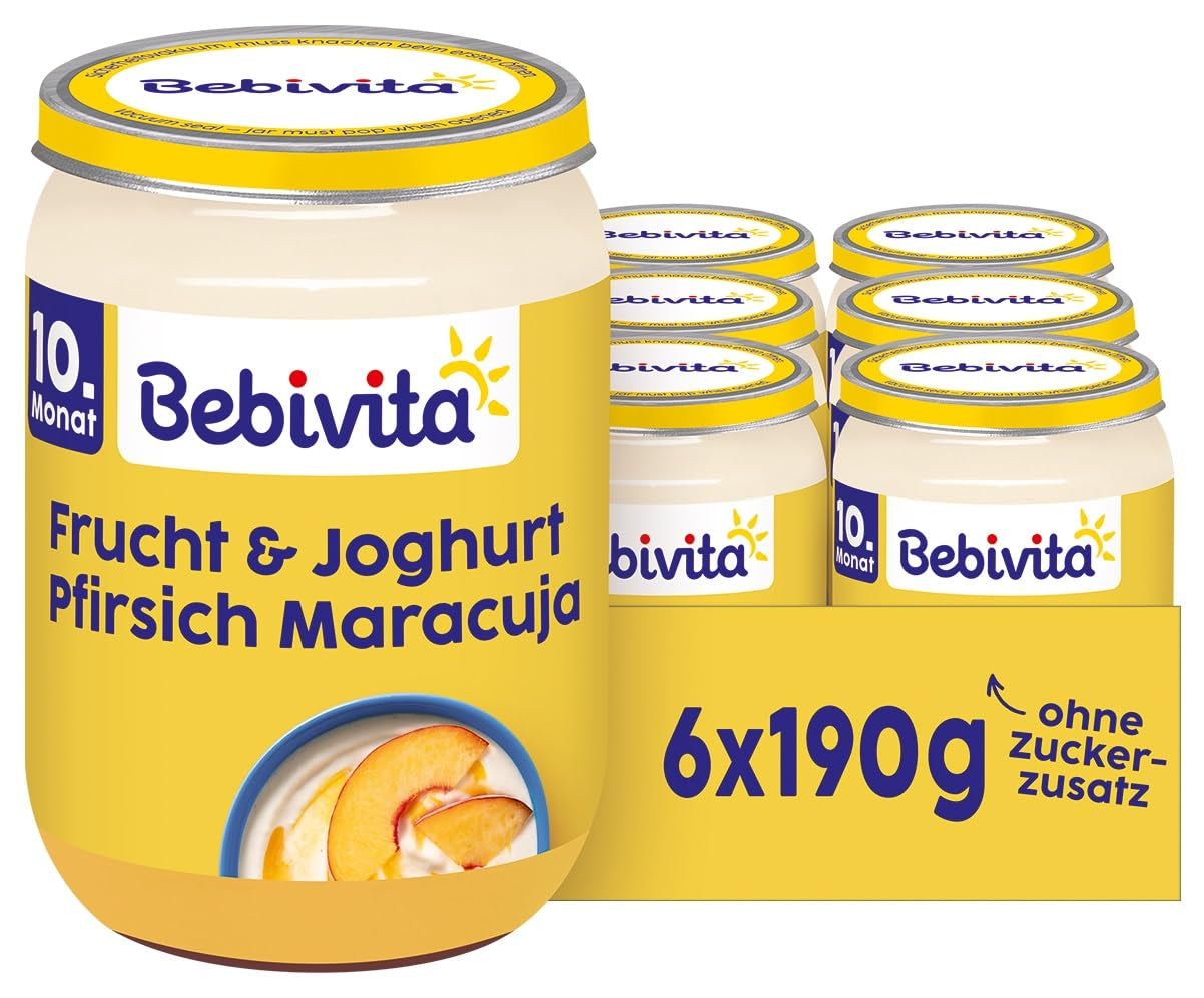 Fruit en yoghurt/Quark DUO Perziken Passievrucht/Yoghurt, 190g, verpakking van 6 (6x190g)