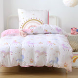 Fekohipy Bettwäsche 135X200 Mädchen Einhorn Kinderbettwäsche Rosa 3D-Druck Mikrofaser Regenbogen Kinder Bettbezug Mit Zwierzweissung en 1 Kissenbezug 80X80Cm 2-Teilige Kinderbettwäsche-Set Naty Shop Einhornregenbogen 135X200Cm+80X80Cm