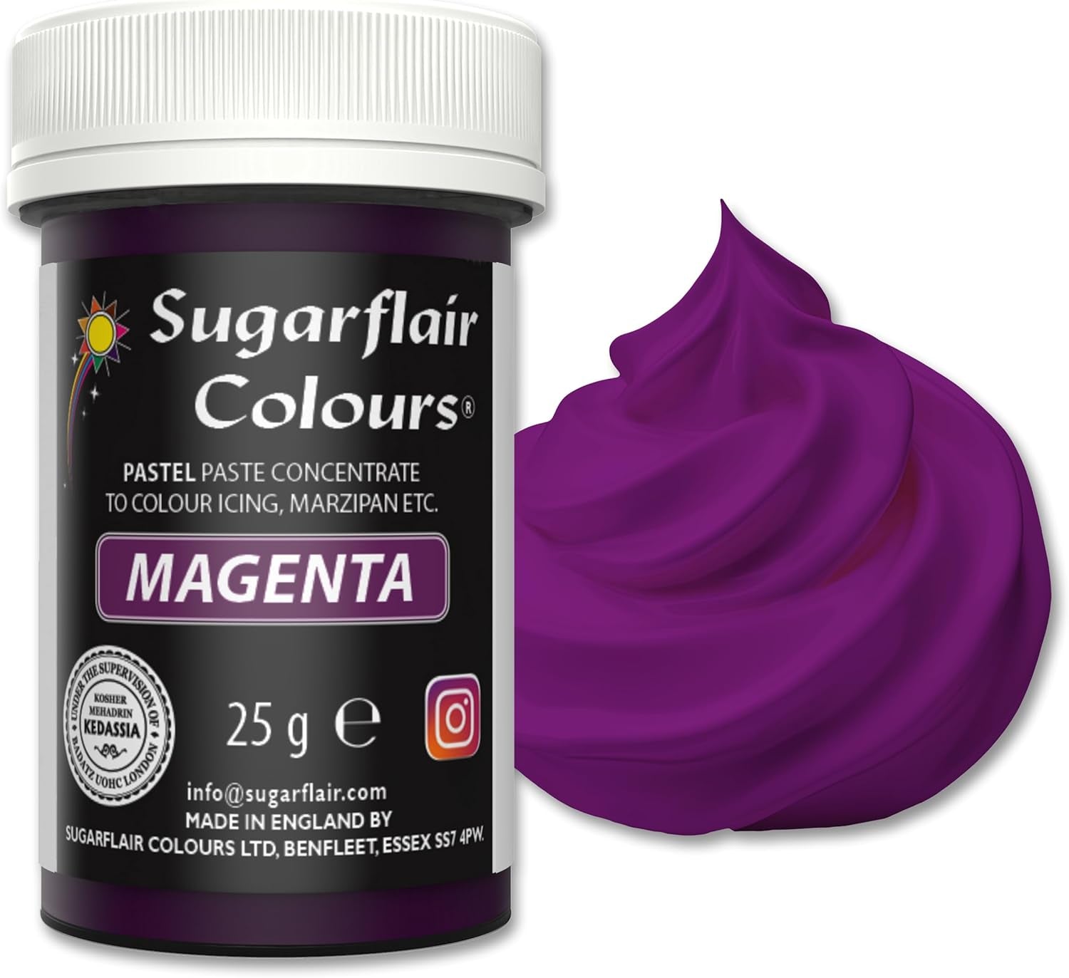 Sugarflair Pasta Voedselkleuring Pastel Magenta, Voedselkleuring voor Pasta, Fondant en Marsepein, Spectraal Geconcentreerde Kleuren - 25g