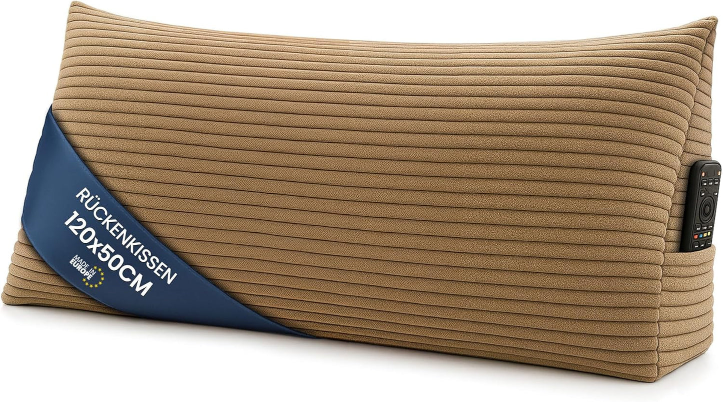Verenkussen, rugkussen, fluwelen kussen, breedte 70 cm - leeskussen voor bed, bank en bank, groot bankkussen, muurkussen, bankkussen, leeskussen, rugsteunkussen, lichtgrijs