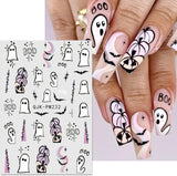 JMEOWIO Nagelsticker Halloween 9 Blatt Nail Art Sticker Selbstklebend Nagelaufkleber Süßes Gespens Kürbis Decoratie Nageldesign Zubehör