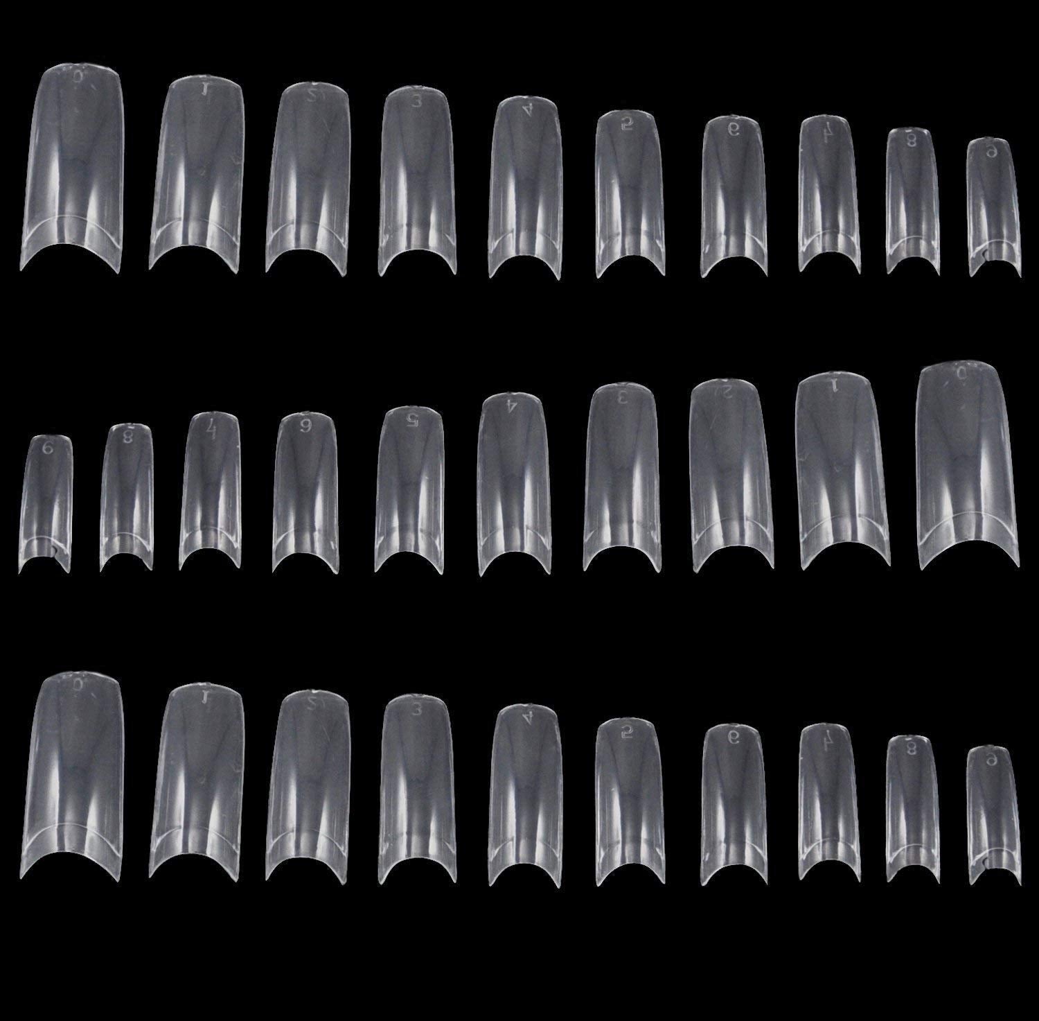 TRIXES 500 stuks gelnageltips Franse nagels Heldere acryltips voor doe-het-zelf-manicure 10 verschillende ontwerpen
