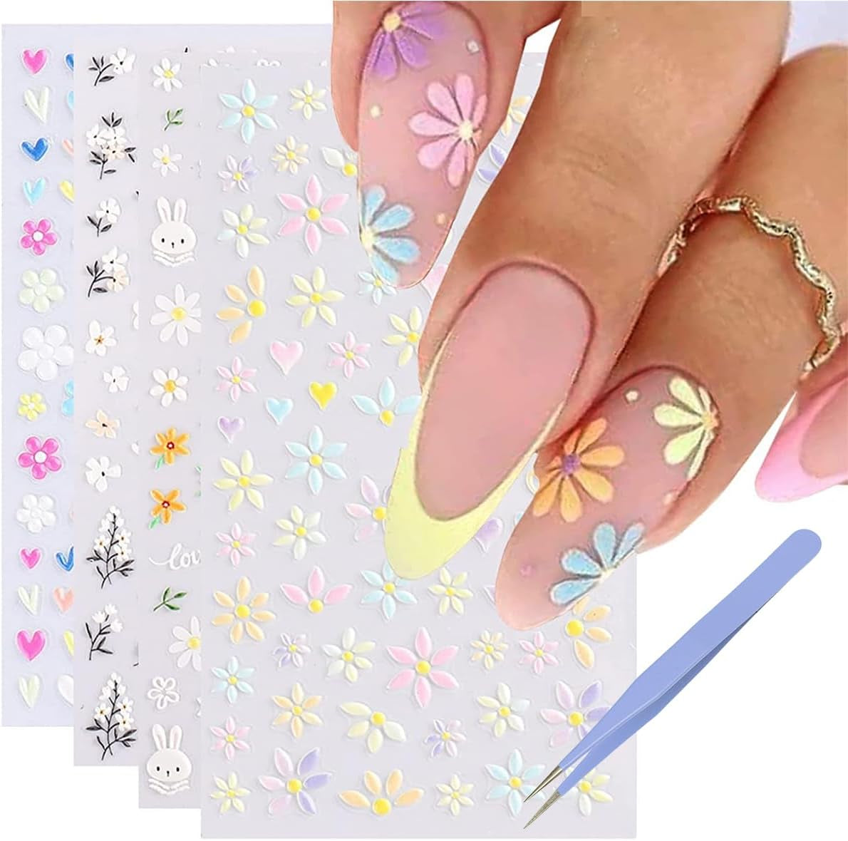 GZMAYUEN 12 kleuren Franse nagelstickers 3D Franse kleurverloop nagelstickers Zelfklevende nagelontwerp Nagelaccessoires