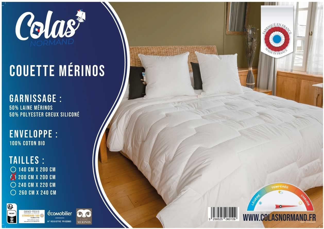 COLAS NORMAND Dekbed, 200 X 200 Cm, biologisch katoen en merinowol, warm, machinewasbaar op 30 °C Dekbedden en dekbedden Naty Shop