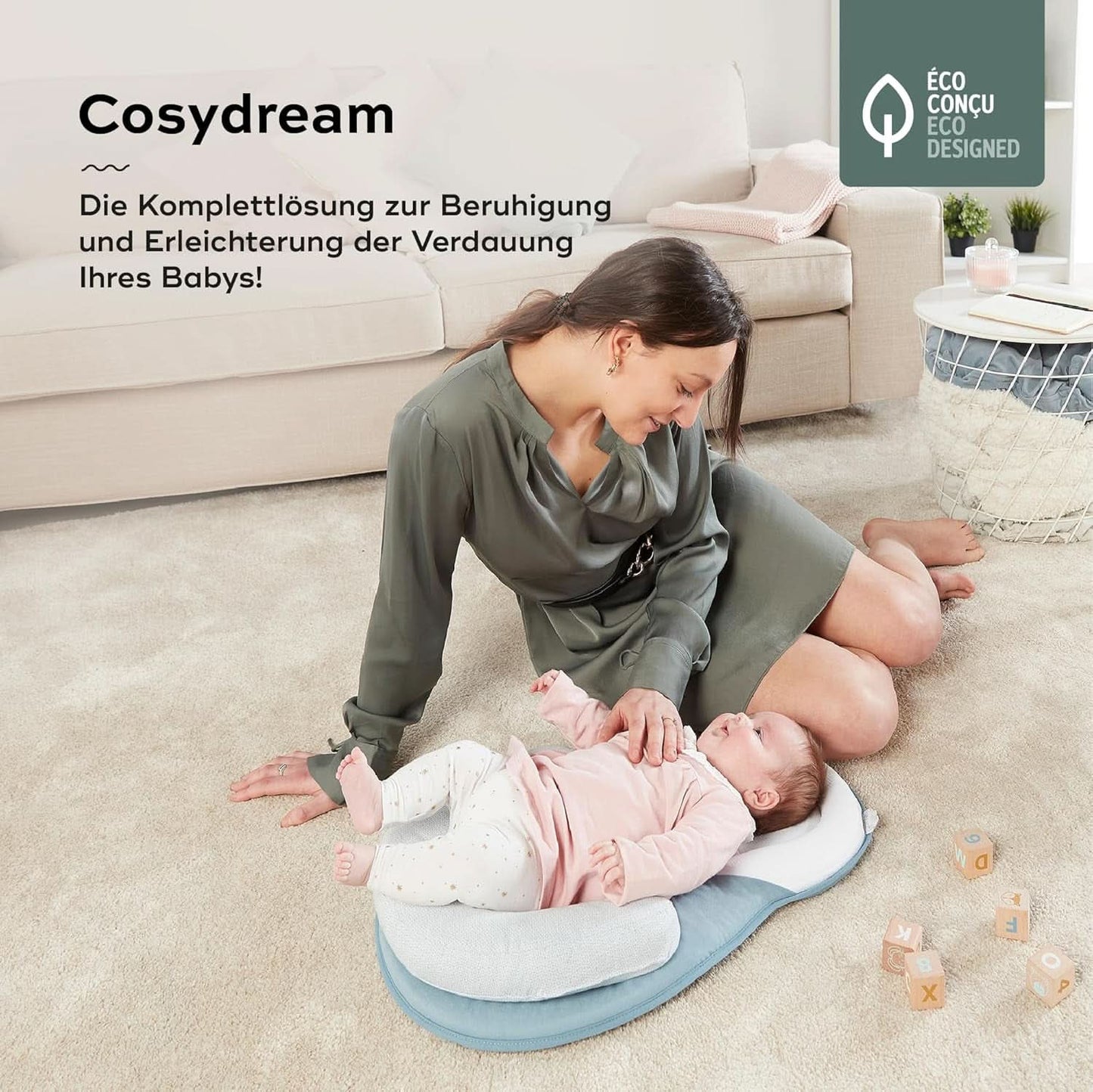 Babymoov Cosydream Mozaïek positioneringskussen voor baby's om krampjes te verlichten en plagiocefalie te voorkomen, 0-3 maanden Accessoires Voeding en borstvoeding Bebe Naty Shop