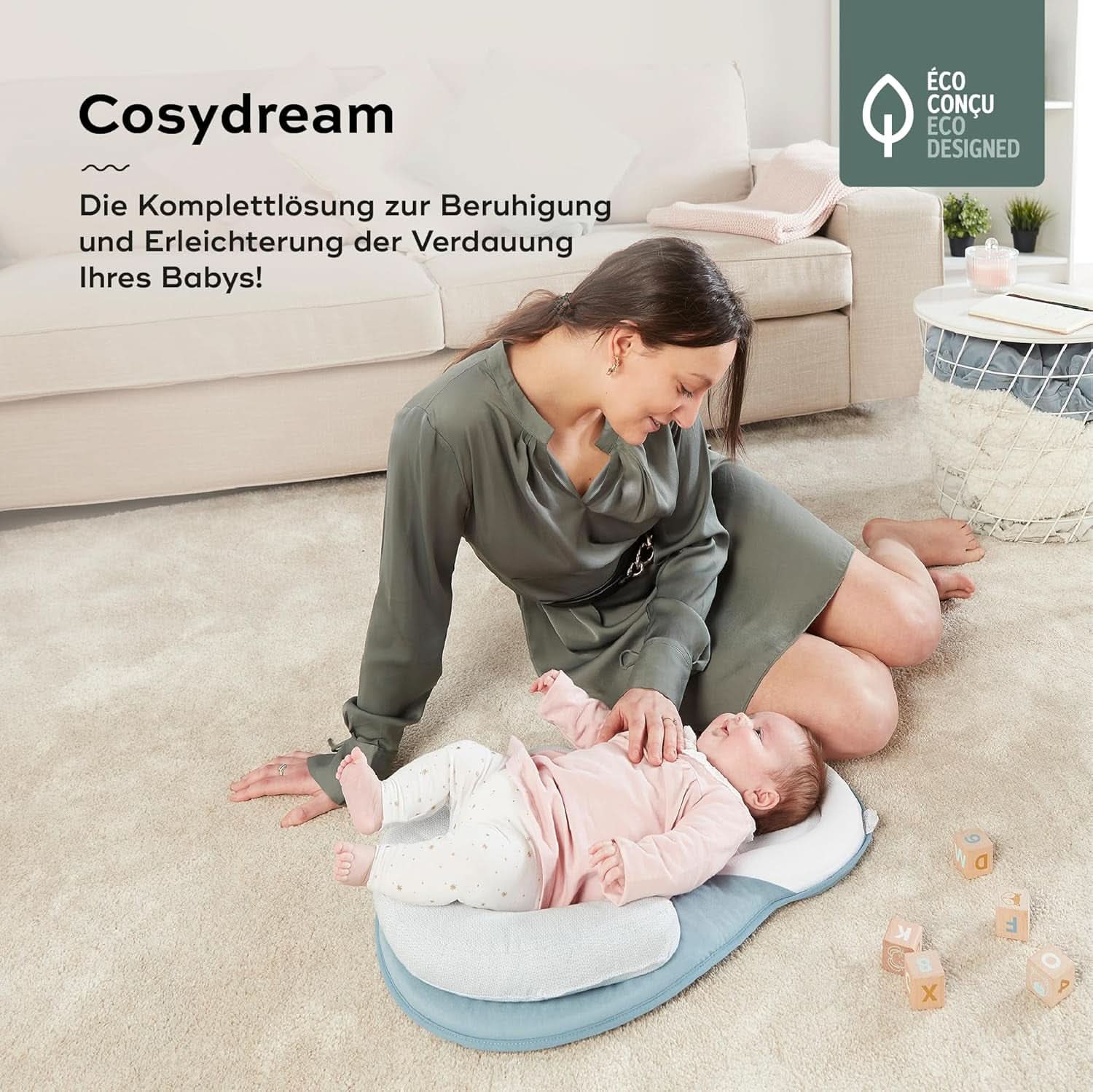Babymoov Cosydream Mozaïek positioneringskussen voor baby's om krampjes te verlichten en plagiocefalie te voorkomen, 0-3 maanden Accessoires Voeding en borstvoeding Bebe Naty Shop