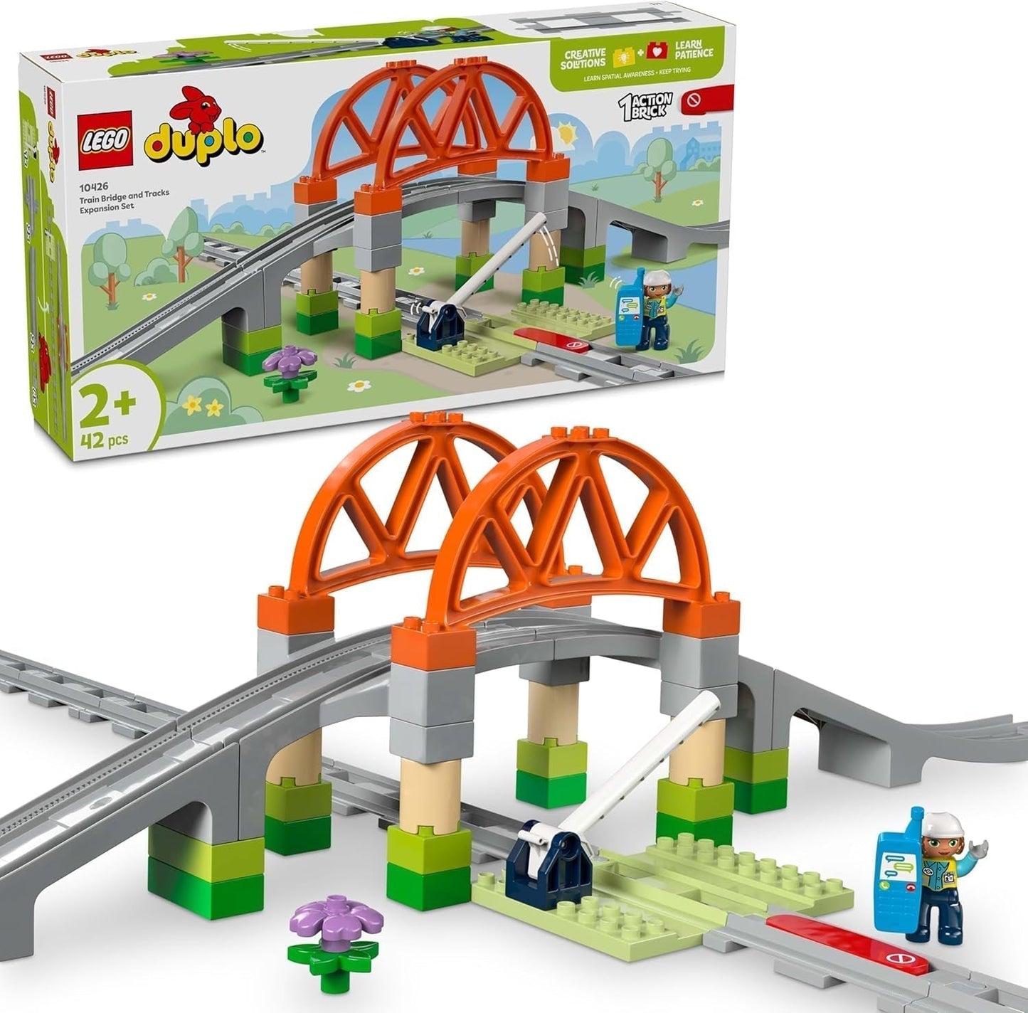 LEGO DUPLO Stadsspoorbrug en -rails - Uitbreidingsset, cadeau voor kinderen vanaf 2 jaar, bouw- en reconstructieset, voorschoolse ontwikkelingsset, educatief speelgoed 10426 Bouwsets Besuche den LEGO-Store Default Title
