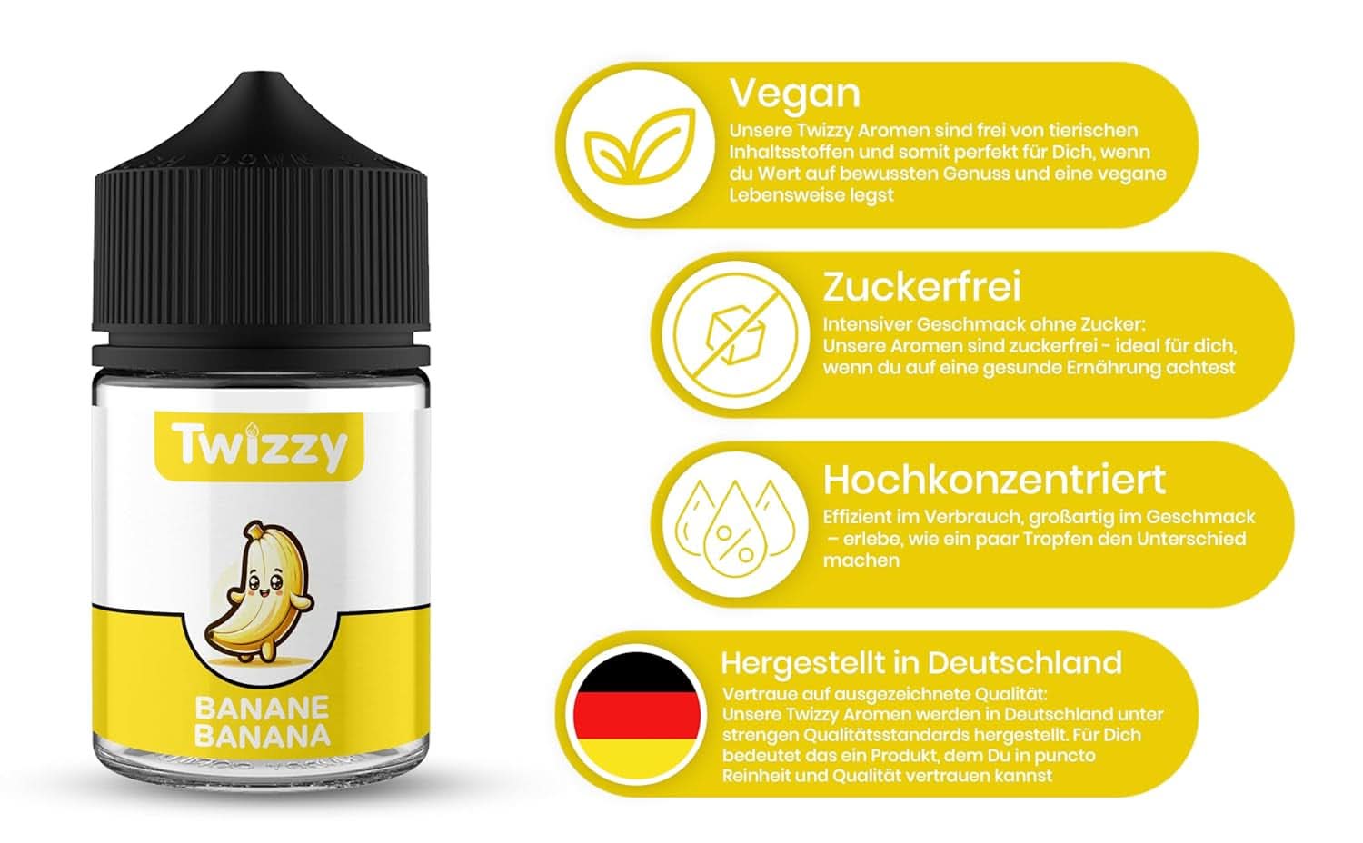 Twizzy Banana food smaak - 60 ml - Intense smaak - Ideaal voor het bakken van Aroma's Naty Shop