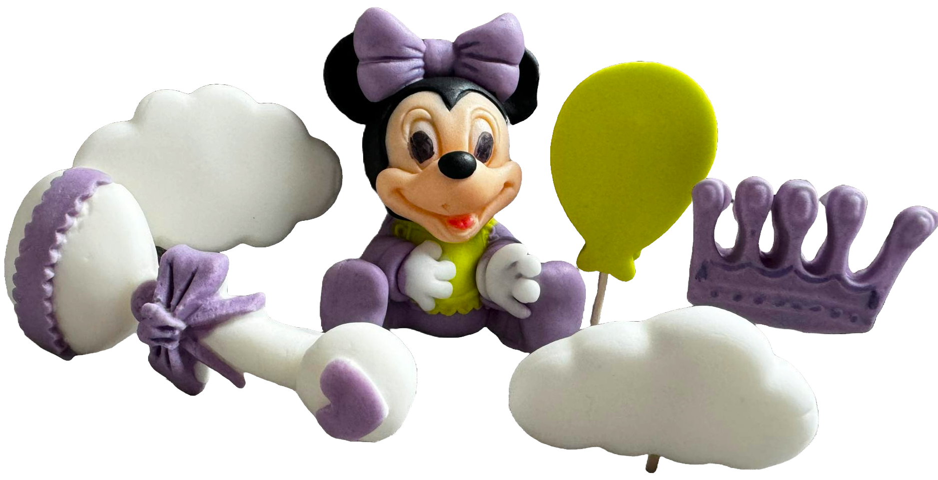Set van 6 eetbare suikerdecoraties, Minnie Mouse Sugar Paste Decorations Naty Shop