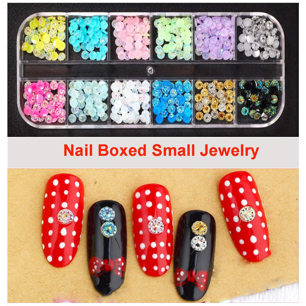 8 Boxen Nail Art Strass Kit - Nail Art Gemischt Strass Set, Nagel Kunst Strasssteine ​​Gems Perlen Edelsteine ​​Bunt Pferdeaugen Strass voor Nageldesign Zubehör Met 1 Pinzetten en 1 Strass Picker voor DIY