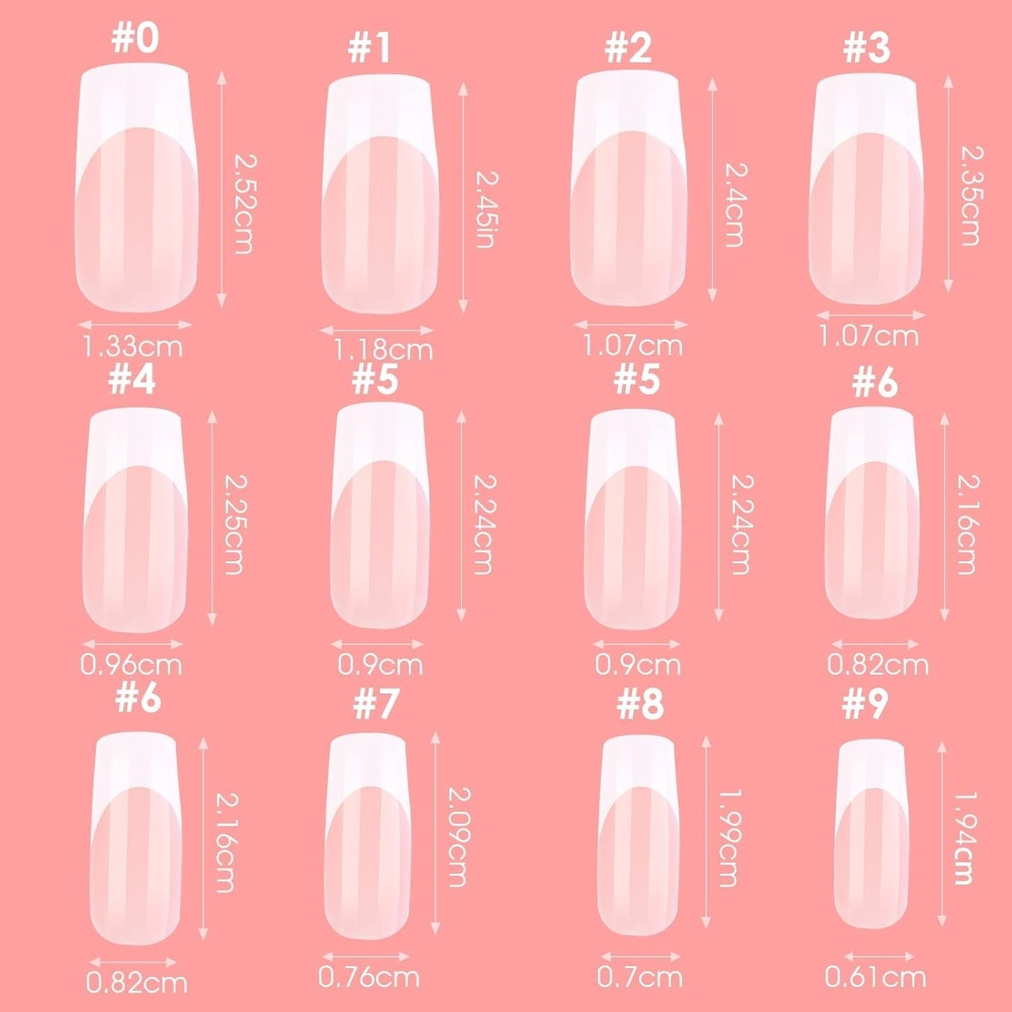 360 stuks zelfklevende nageltips voor kunstnagels met opbergdoos en nagelvijl (rechthoekig)