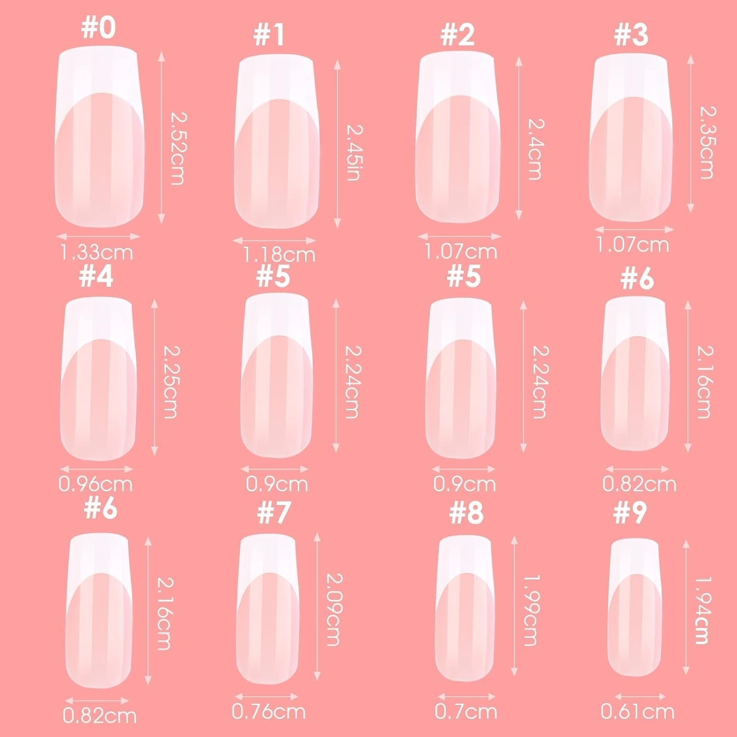 360 stuks zelfklevende nageltips voor kunstnagels met opbergdoos en nagelvijl (rechthoekig)