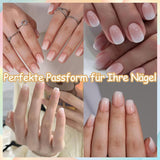 Kunstnagels set - 240 stuks korte vierkante nagels zacht gelmodel naakt wit gradiënt nep natuurlijke lijm op nepnagels voor vrouwen DIY (naakt gradiënt, 240X)