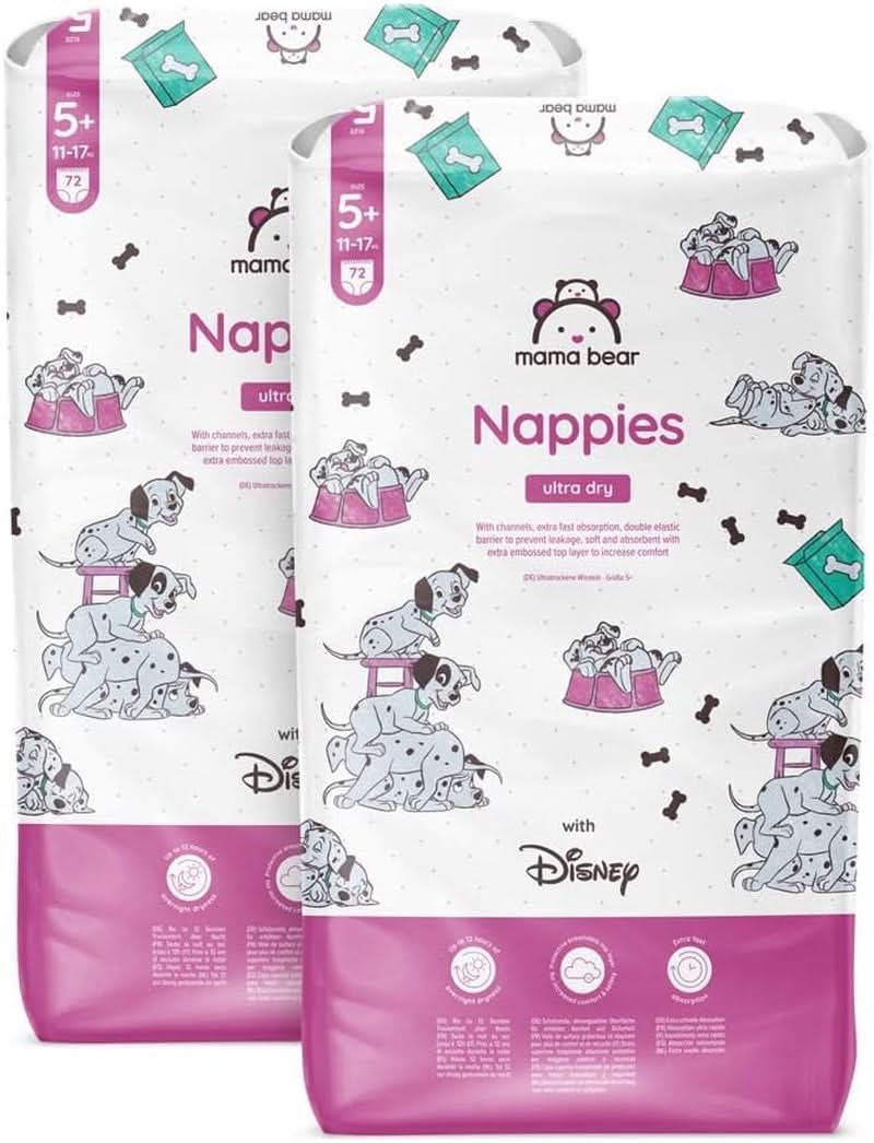 Mama Bear Disney Ultra Dry Luiers Maat 4 (8-14kg), Wit, 84 Stuks (1 Pak) Naty Shop Maat 5+ (11-17kg) Maandpakket
