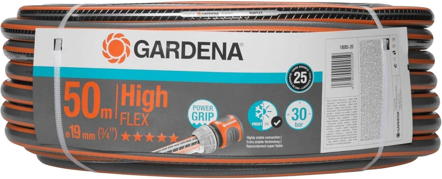 Gardena Tuinslang Polyvinylchloride (PVC), Comfort HighFLEX 19 mm (3/4 inch), 50 m: Tuinslang met Power-Grip profiel, 30 bar barstdruk, zeer flexibel, maatvast, UV-bestendig, verpakt (18085-20)
