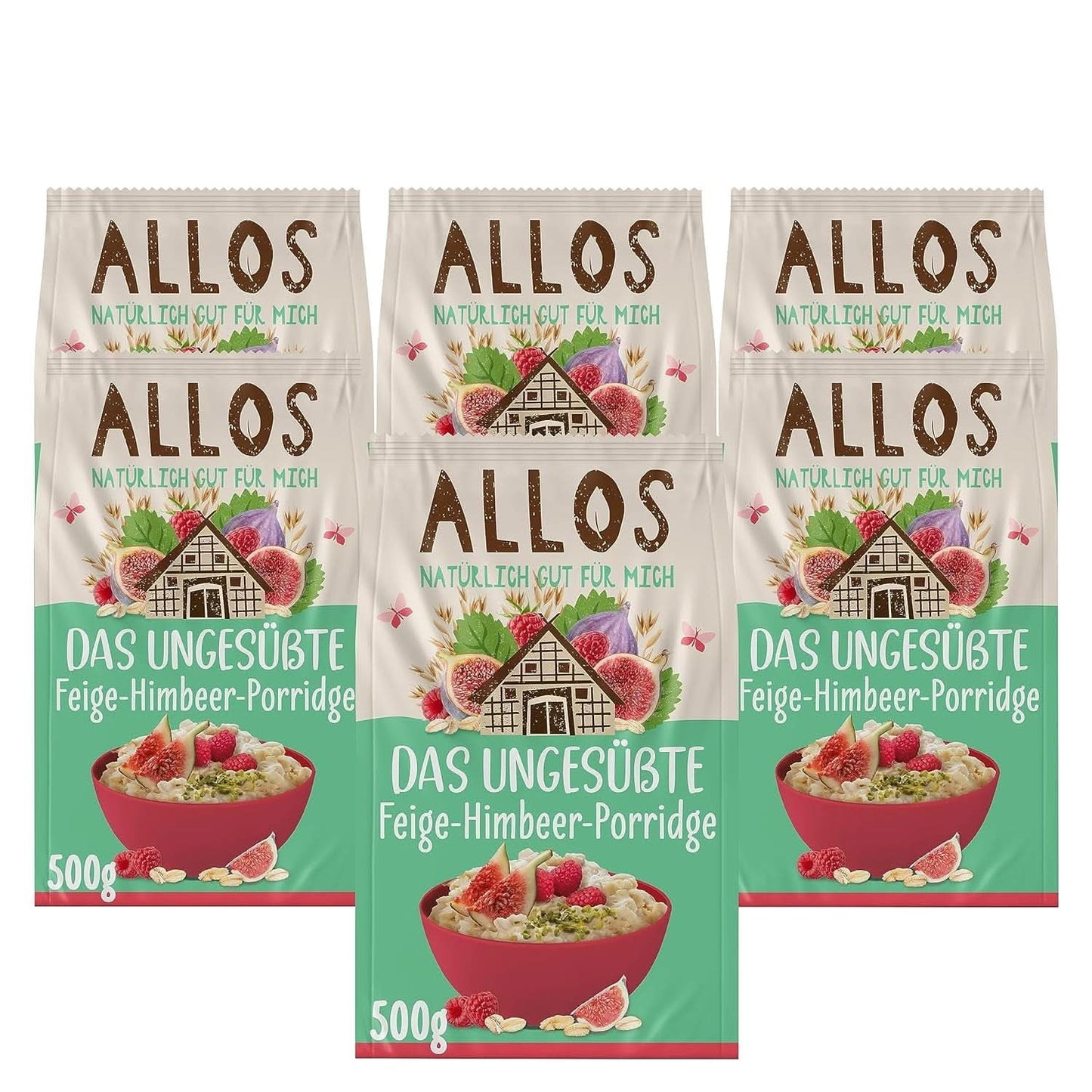 Allos Ongezoete vijgen- en frambozenpap, Set 6 x 500 gram Granen Naty Shop Frambozenpap met vijgen