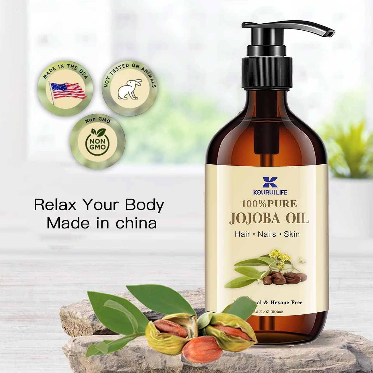 Biologische jojoba-olie 1 liter, 100% pure Cosmetica en Schoonheid Naty Shop
