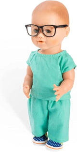 Heless 1653 - Poppenkledingset, 4-delig dokterspak met broek, shirt, doktersjas en stethoscoop, maat 28 - 35 cm