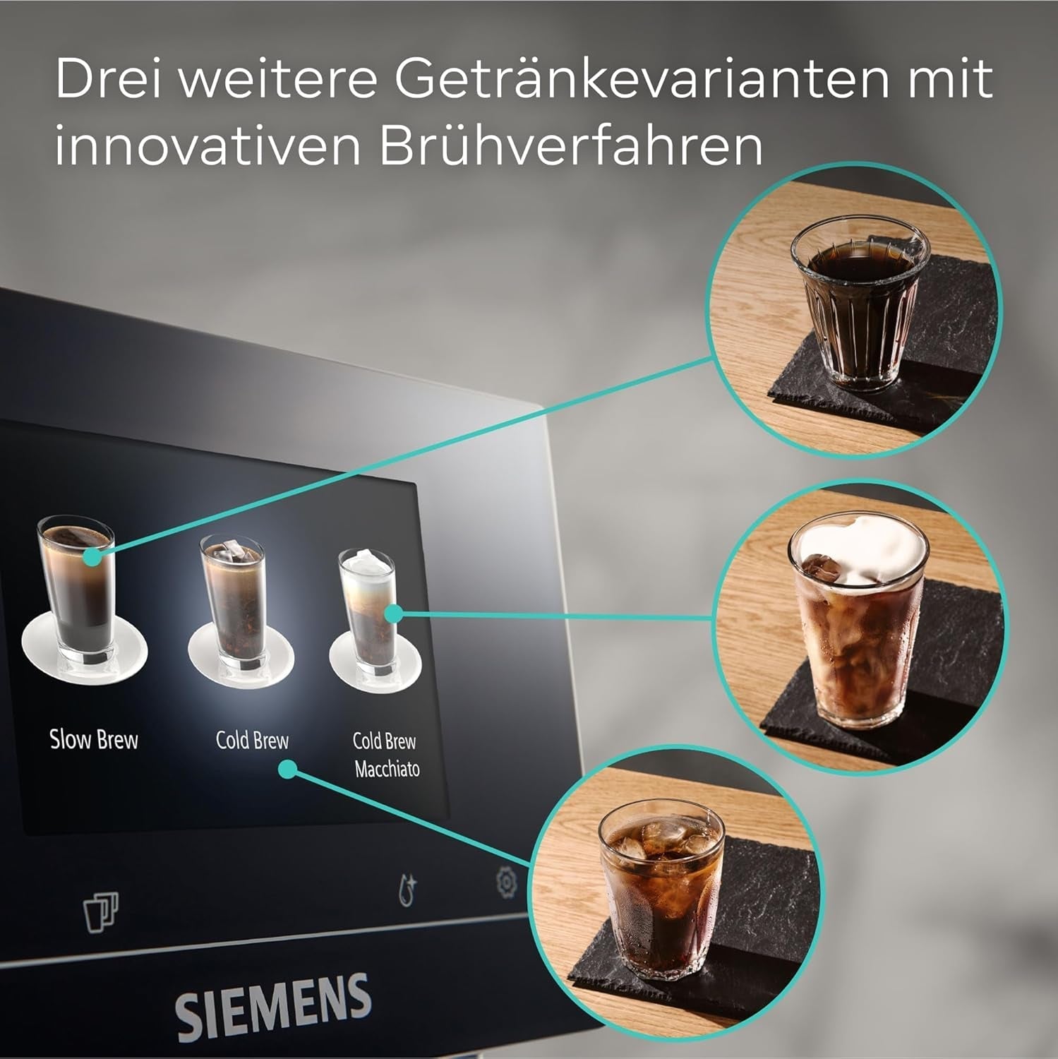 Siemens EQ700 volautomatische espressomachine, groot kleuren TFT scherm, 36 warme en koude dranken, cold brew, 2 kops functie, app bediening, automatisch reinigingssysteem, zwart RVS, TQ717D03