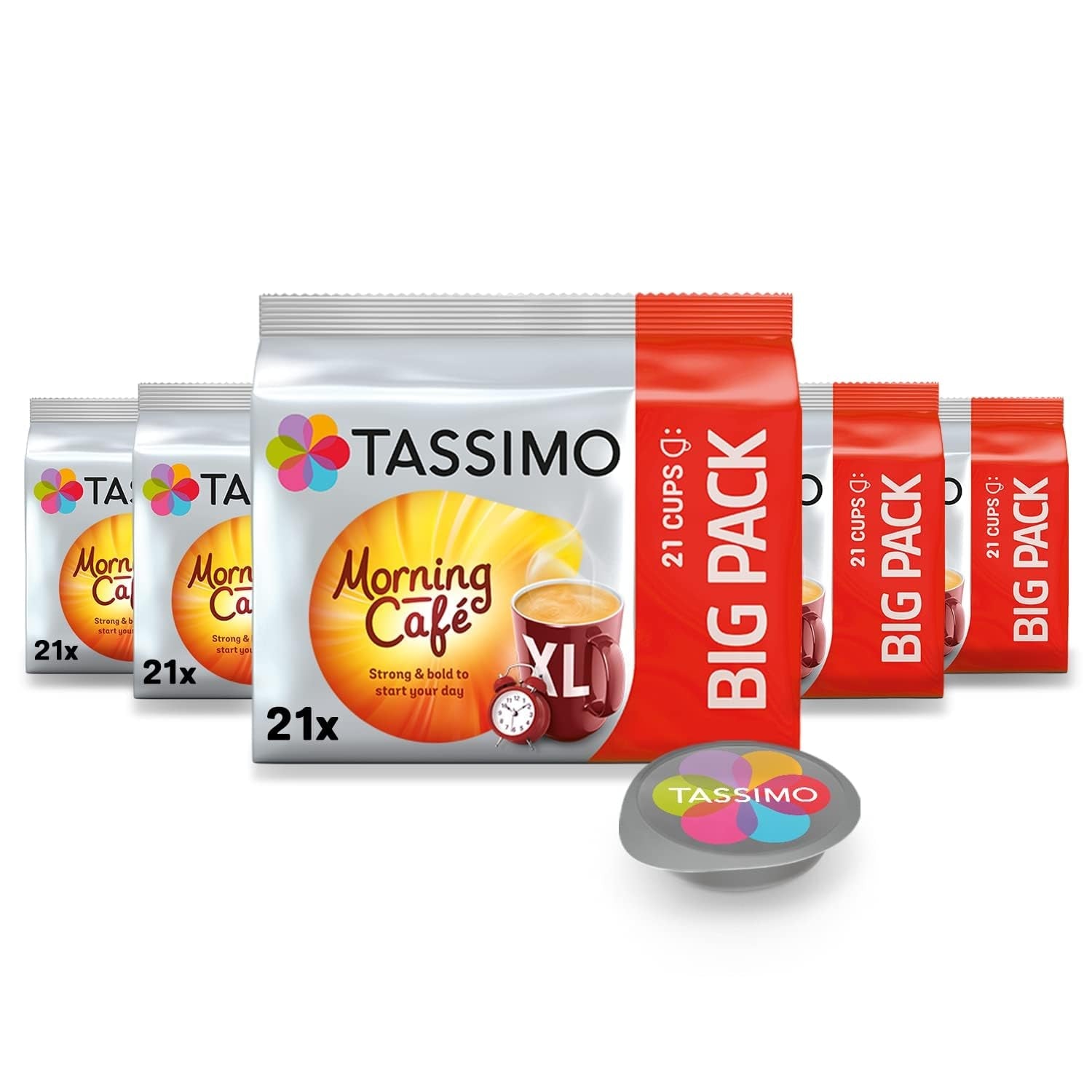 Tassimo Kapseln Moring Café XL Strong & Intense, grootverpakking, 5 x 21 pads, 105 Kaffeekapseln