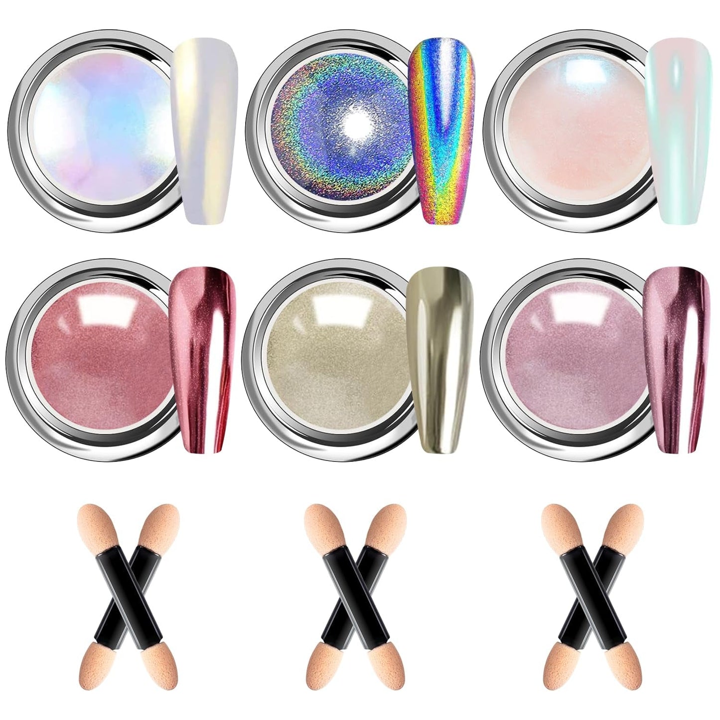 BISHENGYF Silver Chrome Nail Powder – Metal Holo Chromfarbener Nagelpuder, 1G Cromepulver Nägel Glitzer Glänzende Silver Nagelpulver Spiegeleffekt Pigment Nagelkunst, DIY-Design-Dekor Frauen Gift