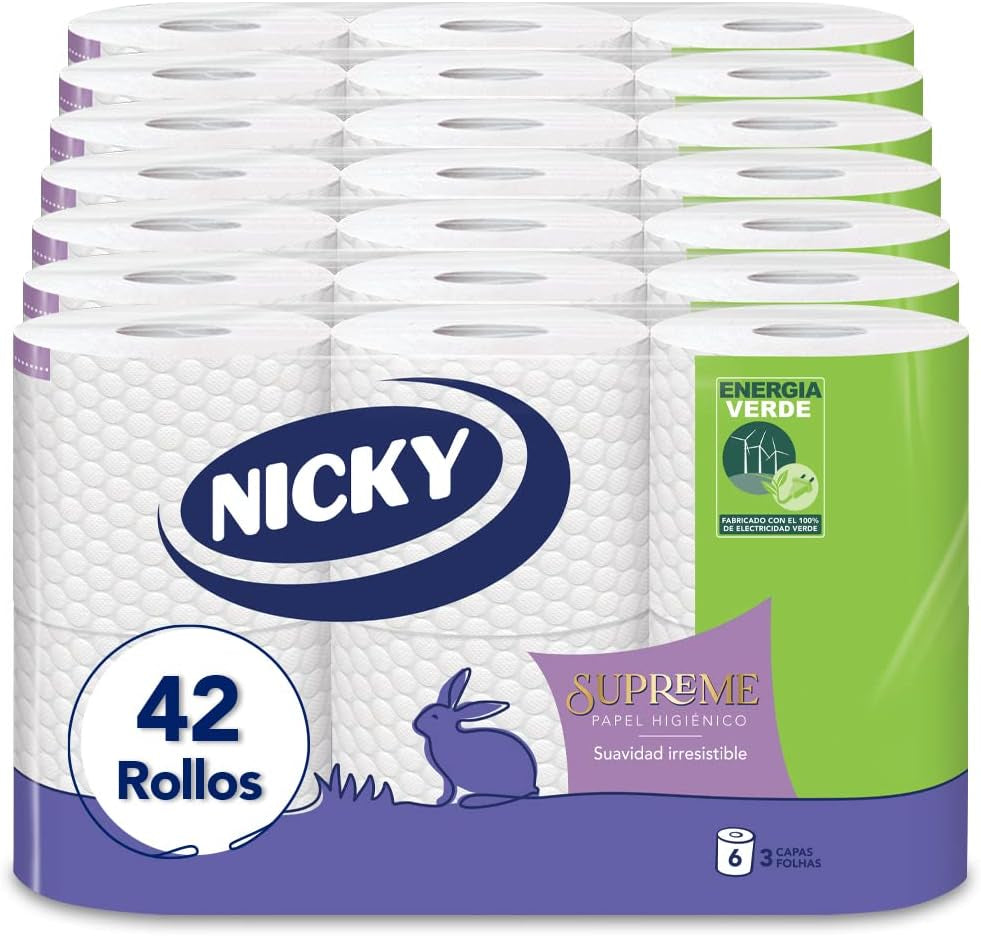 Supreme toiletpapier, 42 rollen, 3 lagen, 160 diensten per rol, Onweerstaanbare gladheid, Gemakkelijk te openen verpakking, 100% Fsc-gecertificeerd papier
