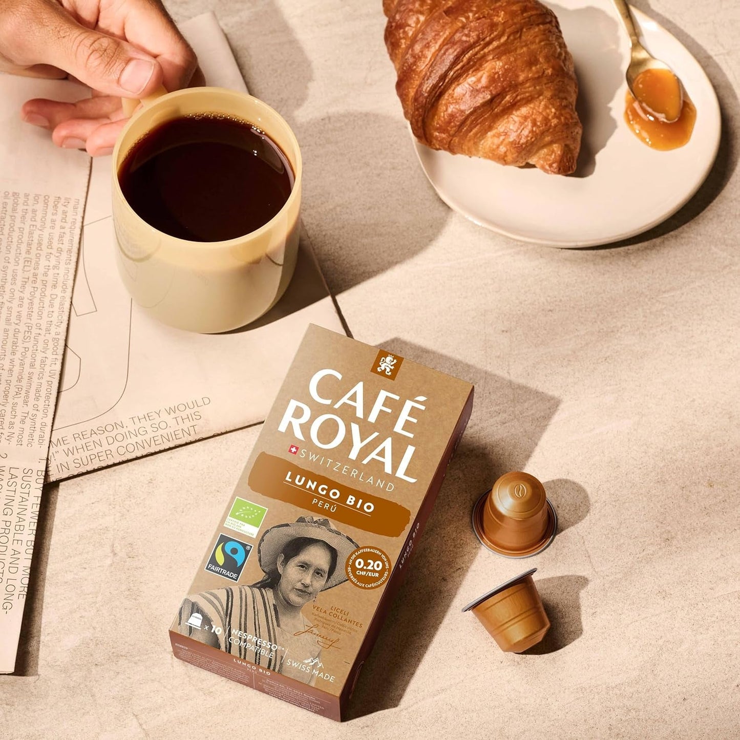 Café Royal Peru Lungo Bio – Nespresso®-compatibele Kaffeekapseln, 100% Arabica uit Peru, romig, Intensität 5/12, Fairtrade, 100 Kapseln