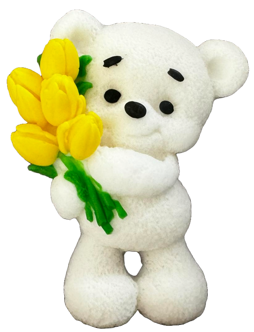 Eetbare suikerdecoratie, Teddybeer met tulpen Decoraties van Naty Shop Sugar Paste