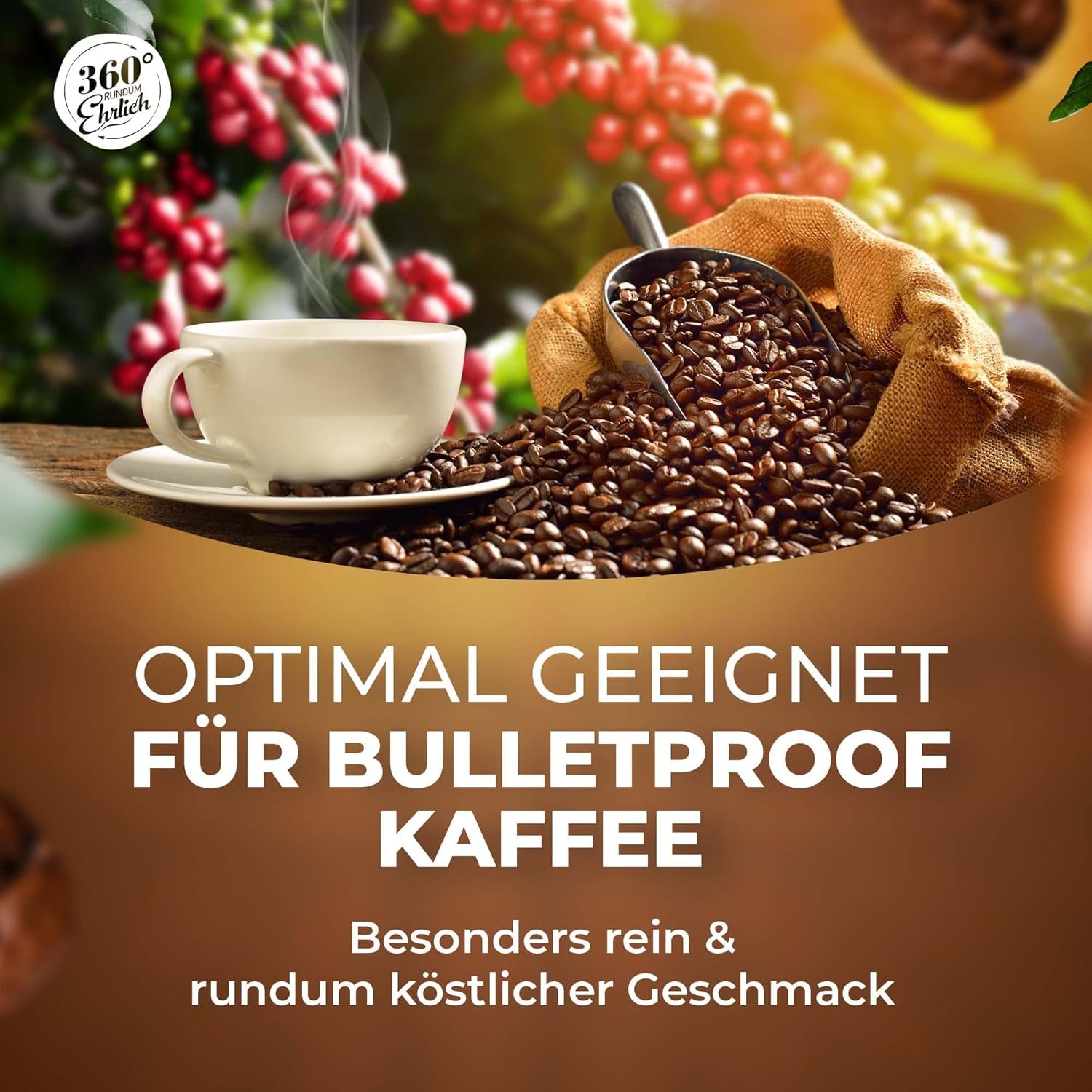 Premium Bio Kaffeebohnen 1000g, 100% Honduras Hochland Arabica Kaffeebohnen Bio - Köstlich, mild, säurearm - Bio Kaffee ganze Bohnen - Ideaal als Kaffeebohnen Vollaautomat - 360° Rundum Ehrlich