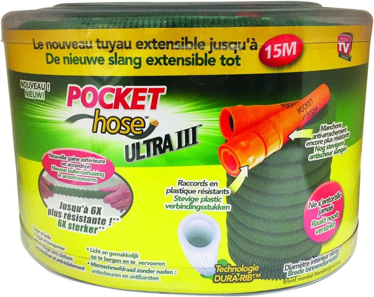 Zakslang Ultra 3 Intrekbare tuinslang 15 m groene nylon tuinslang