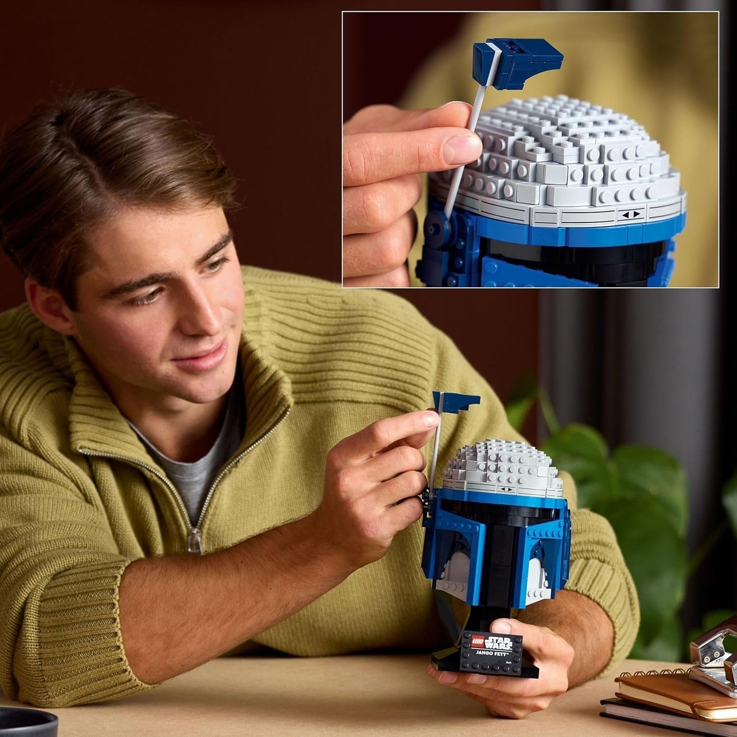 LEGO Star Wars 75408 Jango Fett Helm - Mandalorian bouwset voor volwassenen - Model met standaard, naamplaatje en verstelbare antenne - Cadeau voor Attack of the Clones Fans Bouwsets Besuche in LEGO-Store