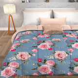 PETTI Artigiani Italiani - Winterquilt, Winterquilt, Eenvoudige quilt, Dubbelzijdig, Monocolor en digitaal printen, 100% hypoallergene microvezel, Made in Italy Quilts en quilts Naty Shop Flowers 20 Lichtblauw Eenpersoonsbed